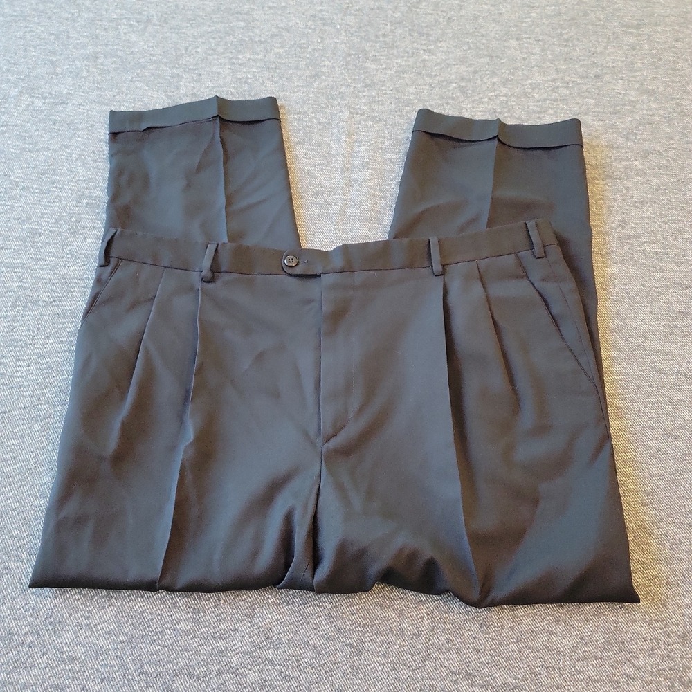 Zanella Dress Pants Men's 40 Black Pleated Front Lined Made in Italy Size 40x28